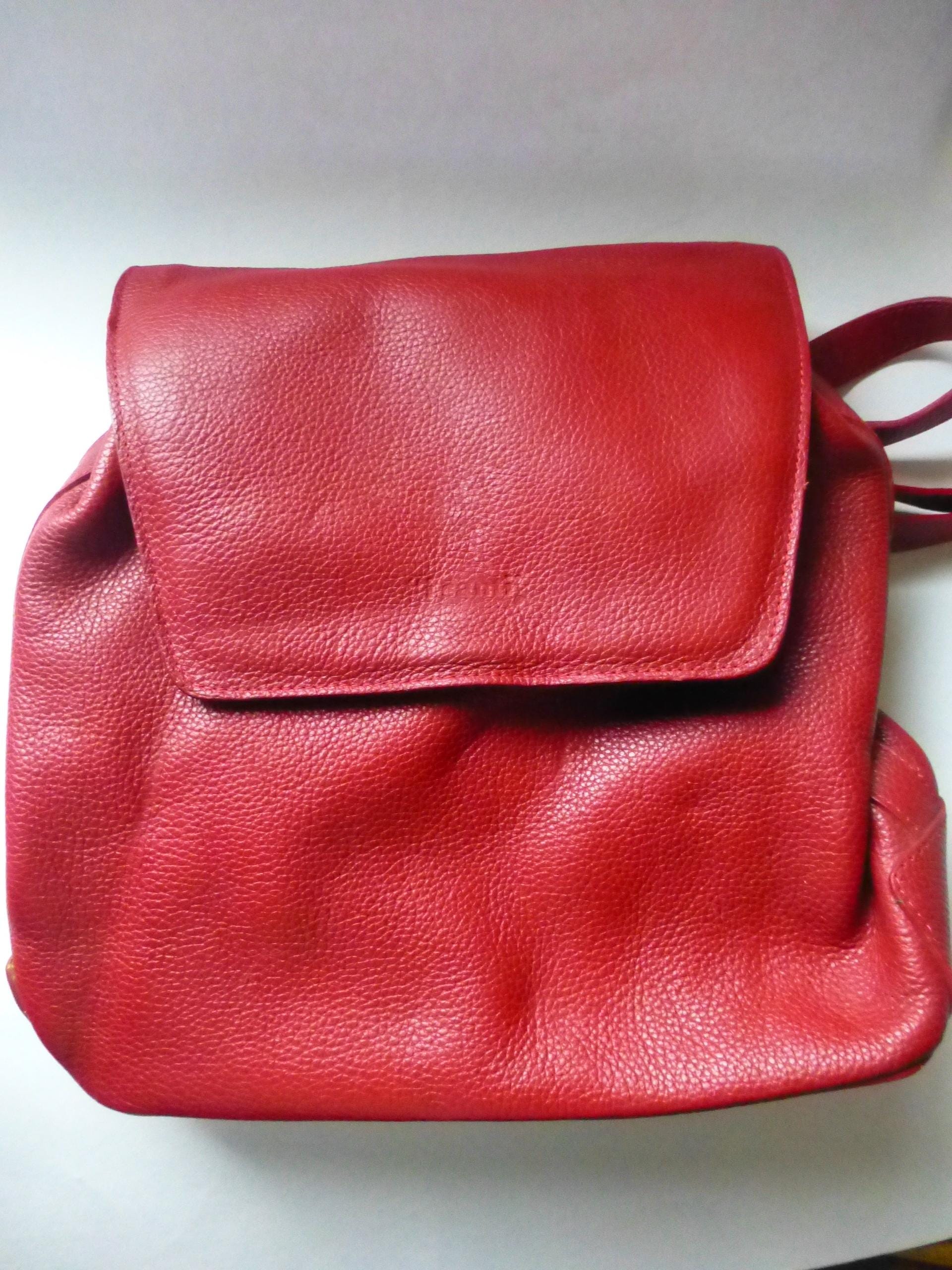 I Santi Vintage Red Backpack I Santi” Monogram Backpack with Front Pocket – 2063 – iSantiBags main image 2