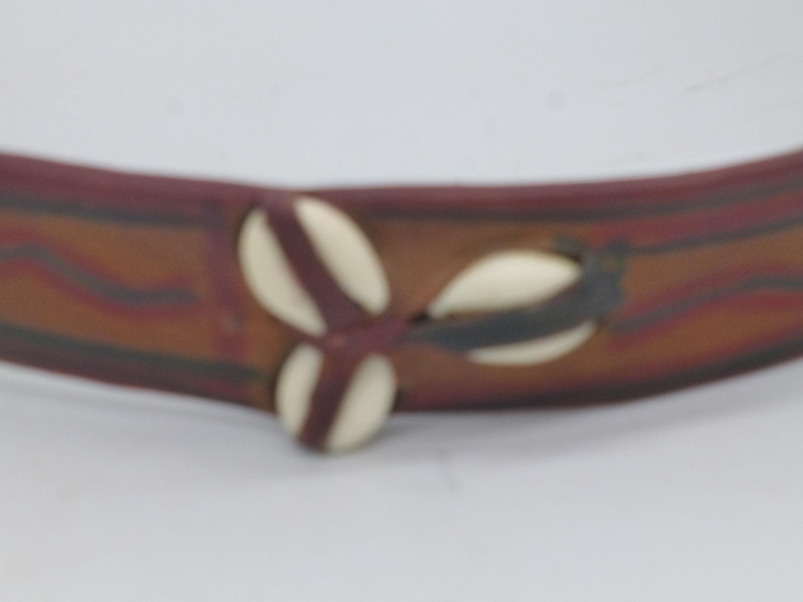 Vintage Handmade Leather African Cowrie Shell Sash Tie Belt 