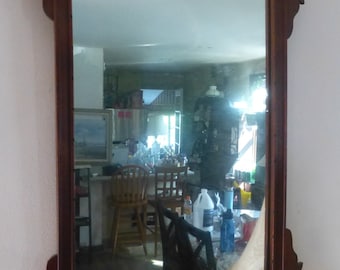 Antique Chippendale Style Mahogany Hand Crafted Wooden Mirror, Some Losses to Trim