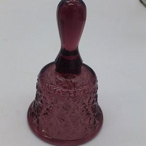 Vintage Mosser Glass Amethyst Daisy & Button Pattern Bell Marked No Clapper