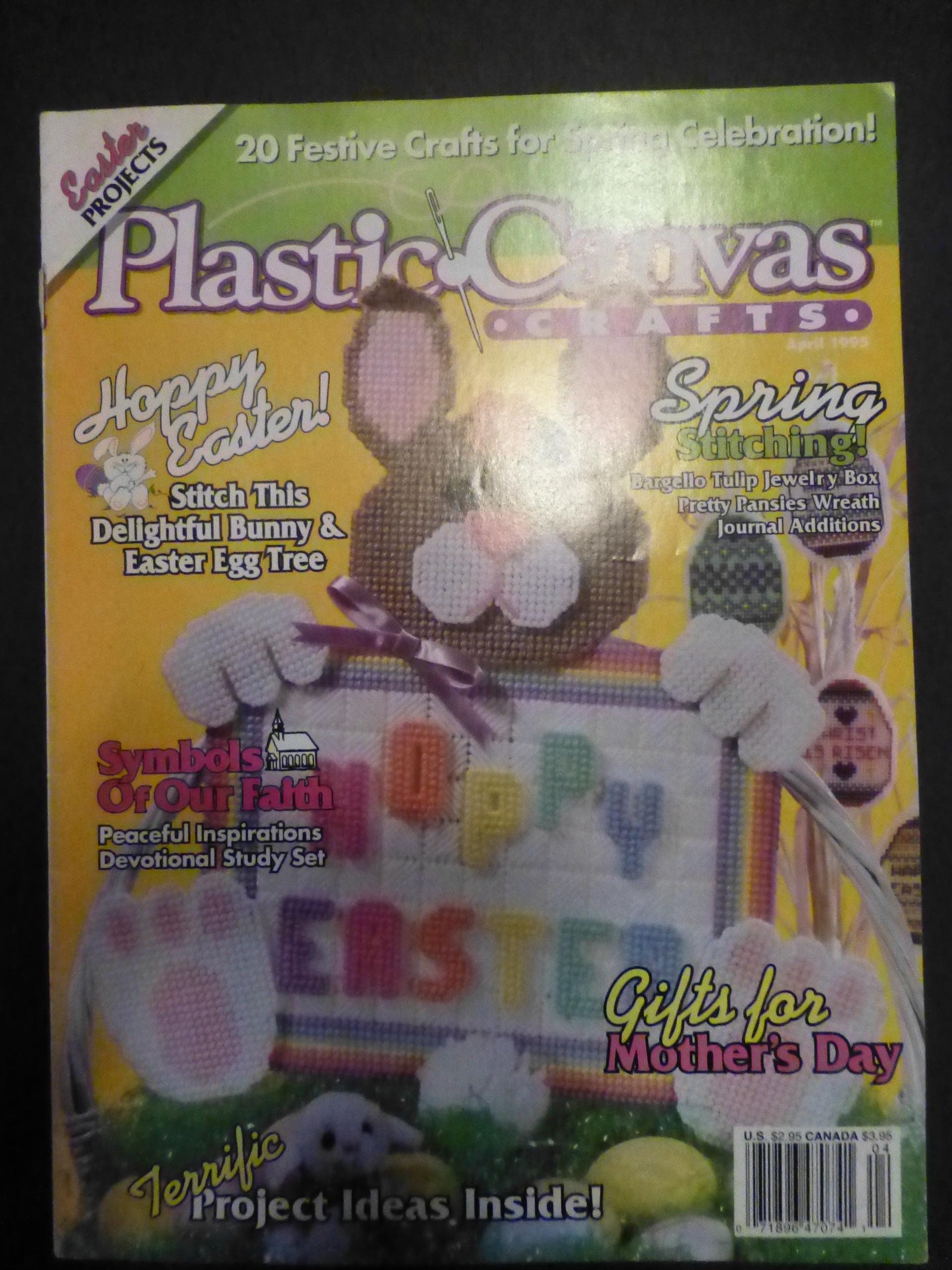 Plastic Canvas Crafts Magazine April 1995 Easter, Mother’s floating shelf that measures Day, Spring etc.