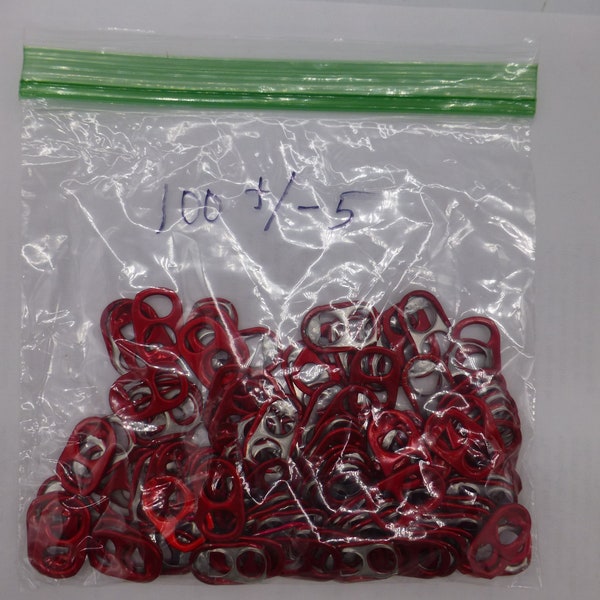 100 +/- 5 Red Can Tabs Clean & DeCurled Crafting