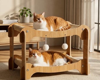 Dual Cat Scratcher Bed, Sisal Scratching Furniture, Modern Cat Condo
