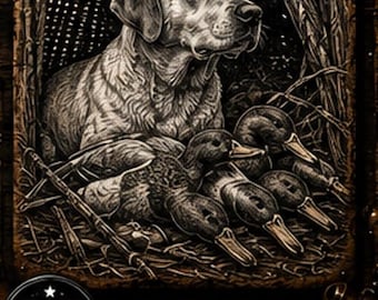 Yellow Labrador Hunting SVG | Rustic Retriever PNG | Hunting Dog Digital File