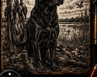 Black Lab Hunting SVG | Rustic Retriever PNG | Hunting Dog Laser Engraving Digital File