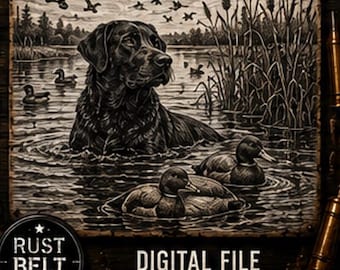 Duck Hunting Retriever SVG | Labrador Waterfowl PNG | Rustic Hunting Dog Digital File