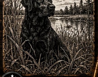 Marsh Hunting Labrador SVG | Duck Hunter Dog PNG | Rustic Hunting Digital Download