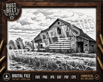 Rustic American Barn SVG | Farmhouse Laser Engraving Digital Download