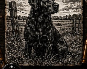 Black Labrador Hunting Dog SVG | Rustic Outdoor Digital File (Digital Download)