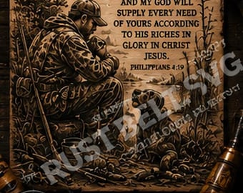 Philippians 4:19 Christian Hunting SVG | Faith Based Outdoorsman PNG | Rustic Laser Engraving File