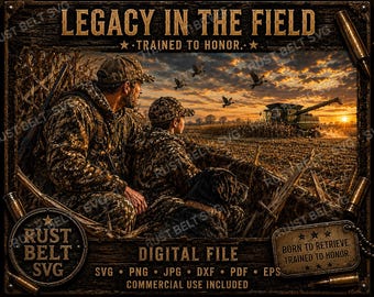 Father Son Hunting SVG Combine Scene Rustic Farm Hunting Digital Download Laser Engraving File