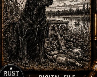 Hunting Labrador SVG | Black Lab Outdoors PNG | Rustic Hunting Dog Digital Download