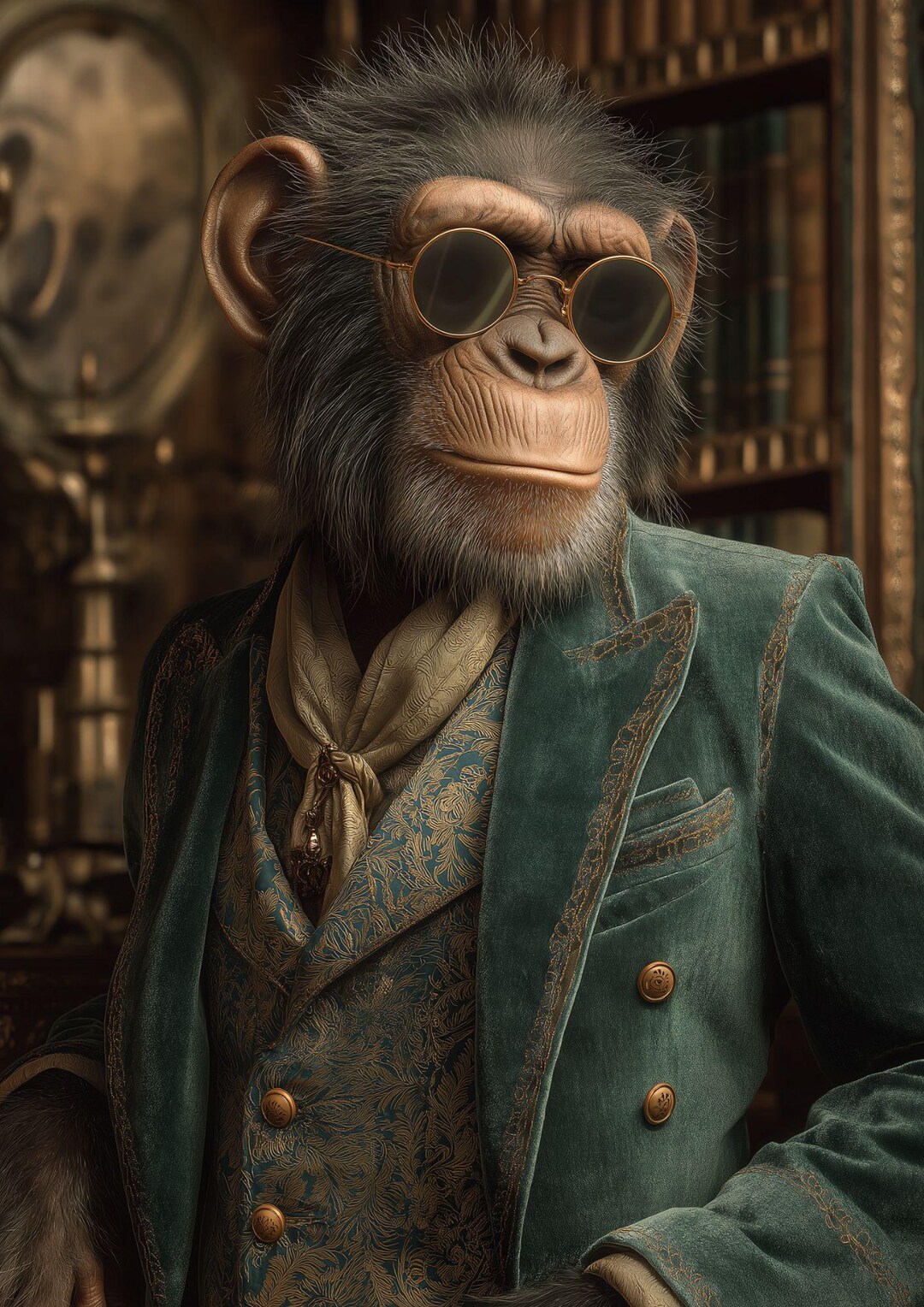 Distinguished Monkey Portrait Print | Gentleman Chimpanzee Wall Art ...