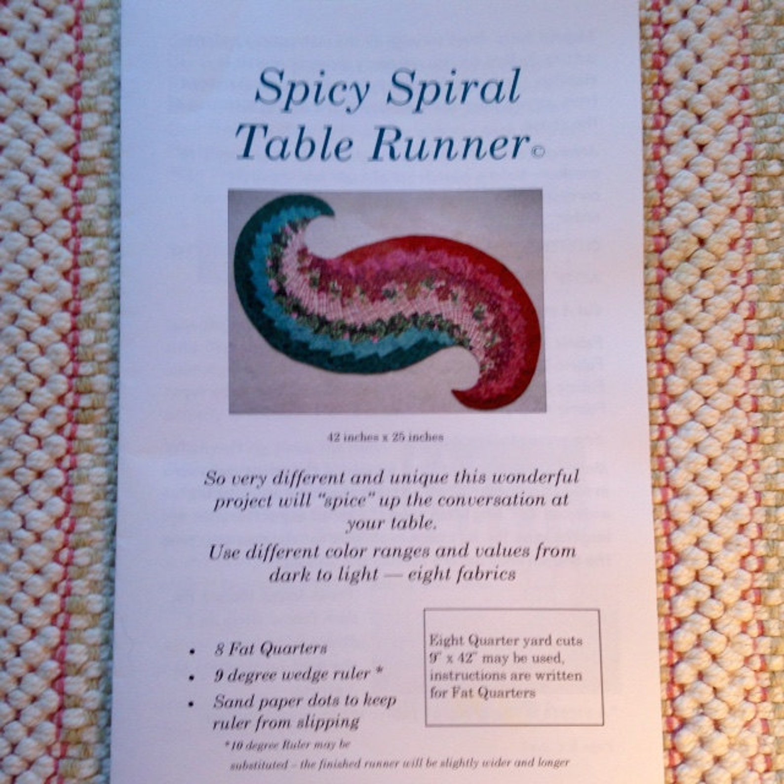 Spicy Spiral Sewing Quilt Pattern Use as Table Runner or Art Etsy