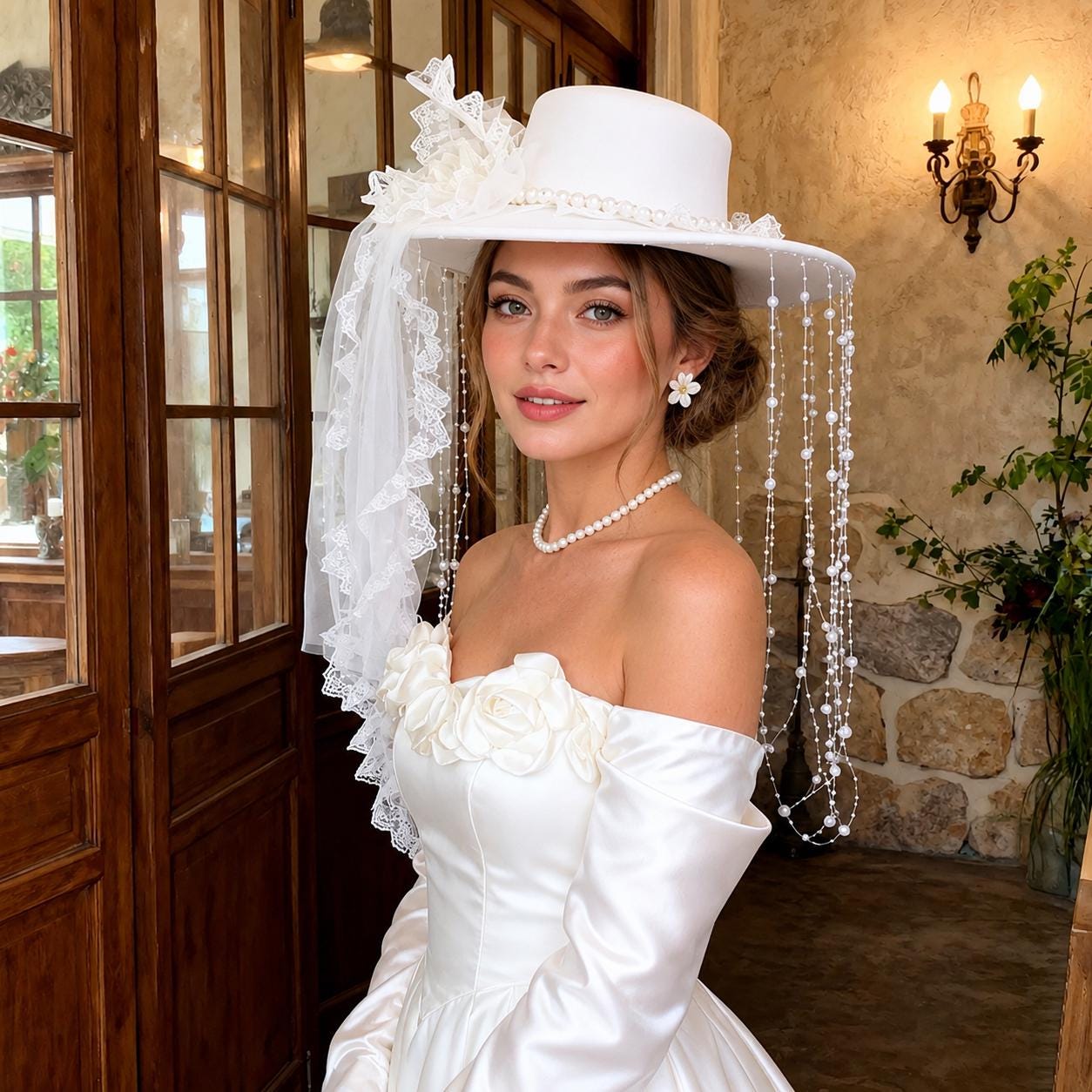 Wide Brim Tulle Hat White - Etsy Australia display picture 2