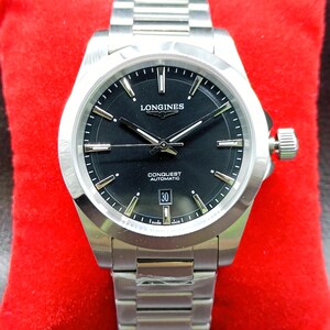 Vintage LONGINES Conquest Date Indicator Automatic Black Dial Men's Wrist Watch Free Shipping