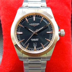 Vintage LONGINES Conquest Date Indicator Automatic Black Dial Men's Wrist Watch Free Shipping