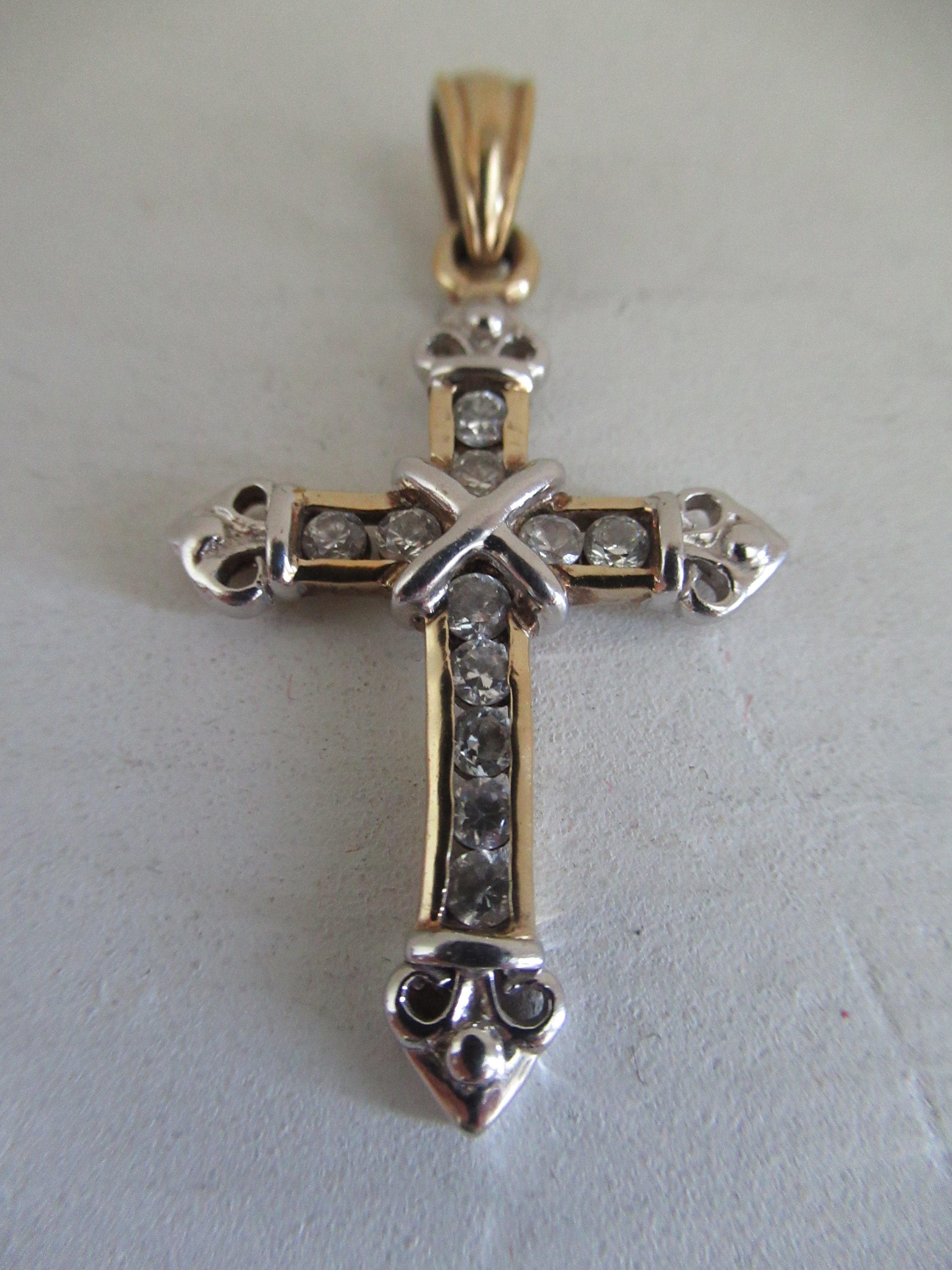 Religious Cross Crucifix Pendant Hallmarked JJT 925 Silver CZ Etsy