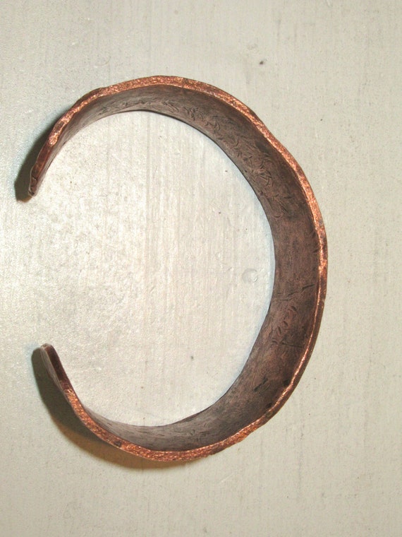 Vintage Rustic Copper Open Cuff Bracelet Hand For… - image 4