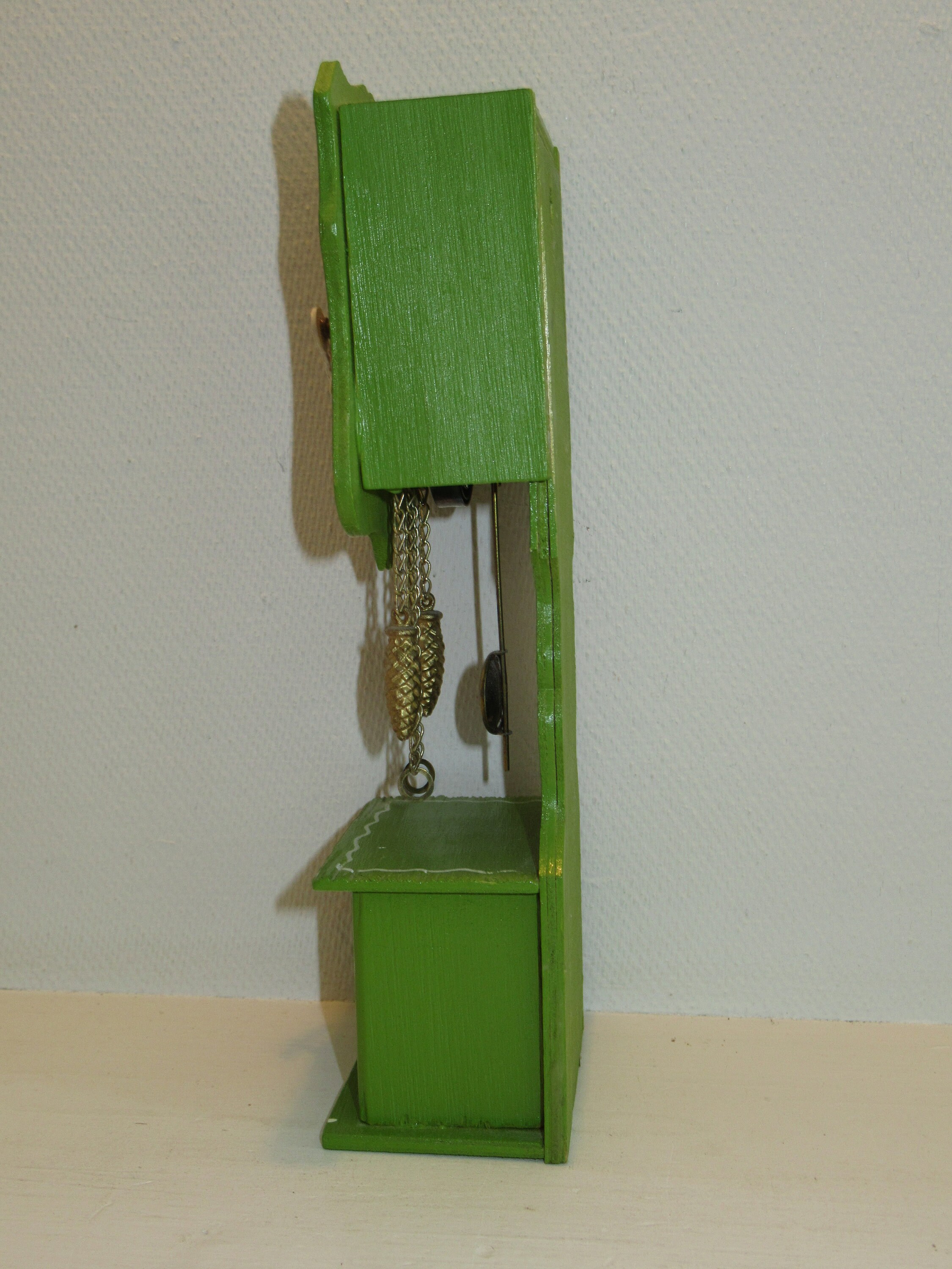 Antique Miniature Grandfather Clock Green Painted With Key Etsy