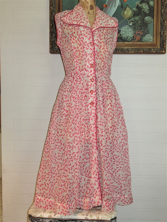 Vintage 1930-40's Day Swing Dress Afternoon Tea C… - image 5