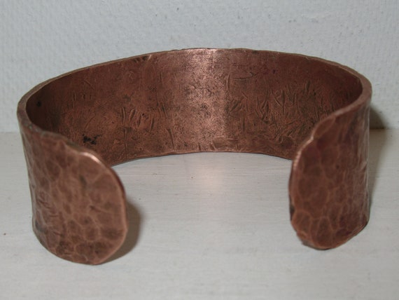 Vintage Rustic Copper Open Cuff Bracelet Hand For… - image 3