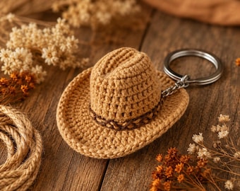 Cowboy Hut Schlüsselbund Muster | Mini-Western Amigurumi Anleitung (PDF)