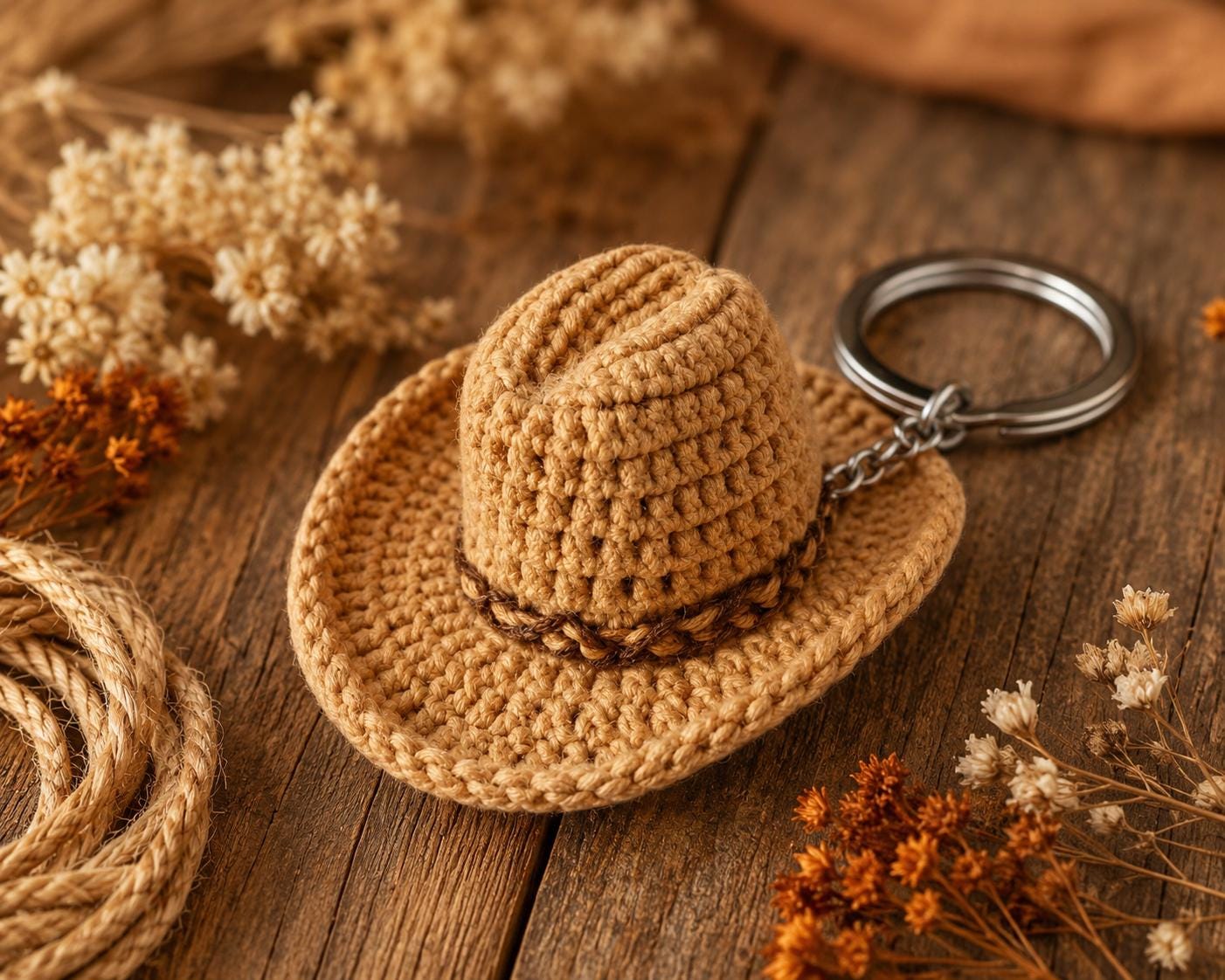 40 Mini Crochet Patterns for Small Makes, Keychains, and Tiny Amigurumi 23 Crochet Cowboy Hat Keychain Pattern Mini Western