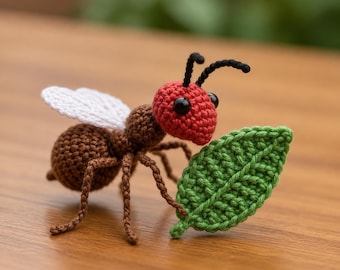 Virkat mönster för amigurumi med lövskärare och myra | Nybörjarvänlig handledning (PDF)