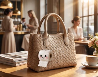 Crochet Toilet Paper Keychain Pattern, Amigurumi Bag Charm Tutorial (PDF Download)