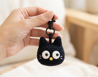 Black Cat Crochet Bag Charm Pattern, Kawaii Amigurumi Keychain Tutorial (PDF Download)