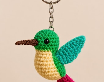 Hummingbird Crochet Keychain Pattern PDF | Amigurumi Bird Keychain Tutorial