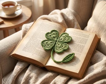 Crochet Shamrock Bookmark Pattern, Four Leaf Clover Tutorial (PDF Download)