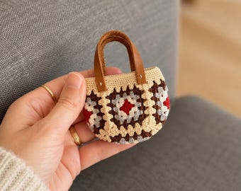 Miniature Round Handbag Crochet Pattern | Boho Keychain Tutorial (PDF)
