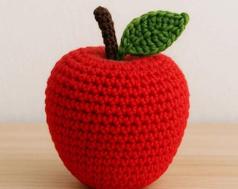 Crochet Apple Amigurumi Pattern | Beginner Fruit Crochet Tutorial (PDF Download)