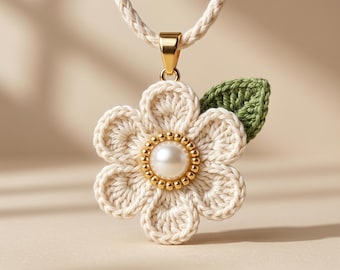 Crochet Flower Necklace Pattern, Floral Pendant Tutorial, Cottagecore Accessory (PDF Pattern)