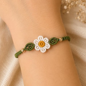 Daisy Micro Macrame Bracelet Pattern | Floral Jewelry Tutorial (PDF Pattern)