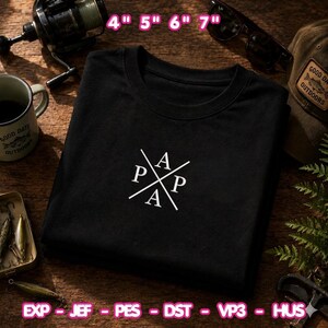 Minimalist Dada Embroidery Design, Retro Crossed Lettering Stitch Pattern, Custom Aesthetic Sweatshirt Pullover Monogram, Fatherhood Gift