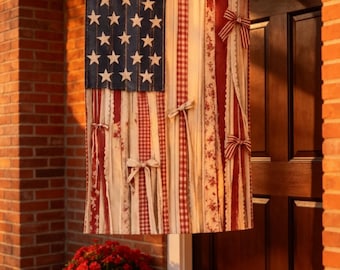 Rustikale amerikanische Flagge im Freien Flagge mit Stab-Tasche, Vaterländische Bauernhaus-Garten-Dekor