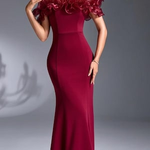 Red Offshoulder Gown - Etsy Red Offshoulder Gown - Etsy