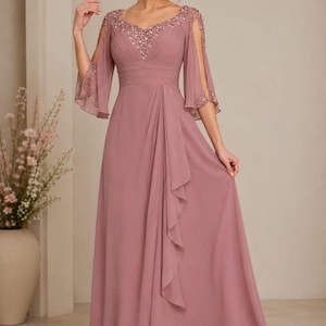 rose gold colored mother of the bride dresses Stella Couture 23311 Long Formal Dress Rose / 8