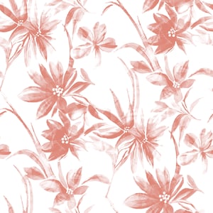 Motivo floreale ad acquerello senza soluzione di continuità PNG, delicato design botanico per tessuti, motivo floreale monocromatico ripetuto, elegante pacchetto di carta digitale