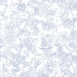 Blå prickig blommig toile sömlös mönster, vintage botaniskt digitalt papper