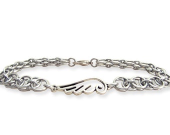Valkyrie Bracelet, Viking Bracelet, Norse bracelet, valkyrie chainmaille bracelet, Wing Helm aluminum chainmaille bracelet