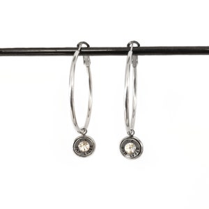 Large Hoop Earrings with Bullets Bullet Earrings Stainless Steel hoops image 2