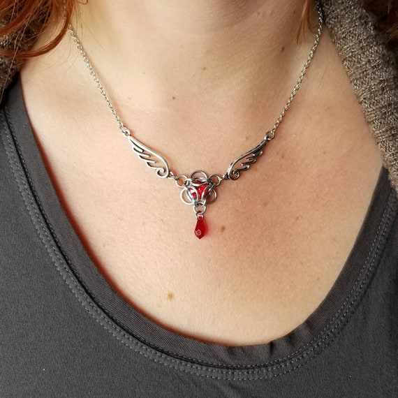 Wings of Fire Necklace - Chainmaille Necklace - Angel Wing Necklace - Chainmaille Jewelry