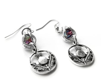 Thistle Earrings - Outlander Earrings - Scottish Earrings - Tartan Day Gift
