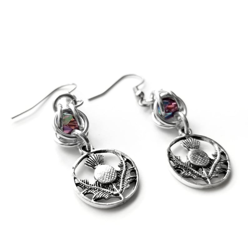 Thistle Earrings Outlander Earrings Scottish Earrings Tartan Day Gift image 1