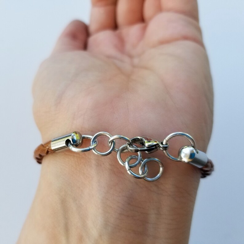 Chainmaille Leather Bracelet Captured bead bracelet image 2