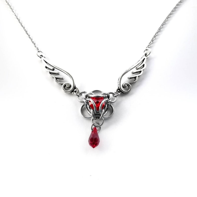 Wings of Fire Necklace Chainmaille Necklace Angel Wing Necklace Chainmaille Jewelry imagem 2